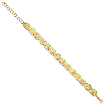 Sterling Silver Gold Tone Textured 2In Ext Bracelet