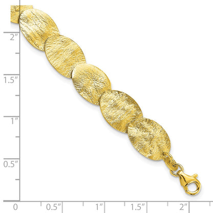 Sterling Silver Gold Tone Textured 2In Ext Bracelet
