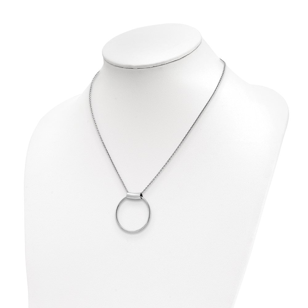Sterling Silver Rhodium Plated Polished 1In Ext Necklace