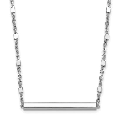 Sterling Silver Rhodium Plated Polished W/ 1.25In Ext. Necklace