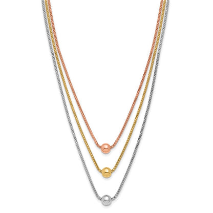 Sterling Silver Rose & Yellow Gold Plated W/ 2In Ext. Necklace
