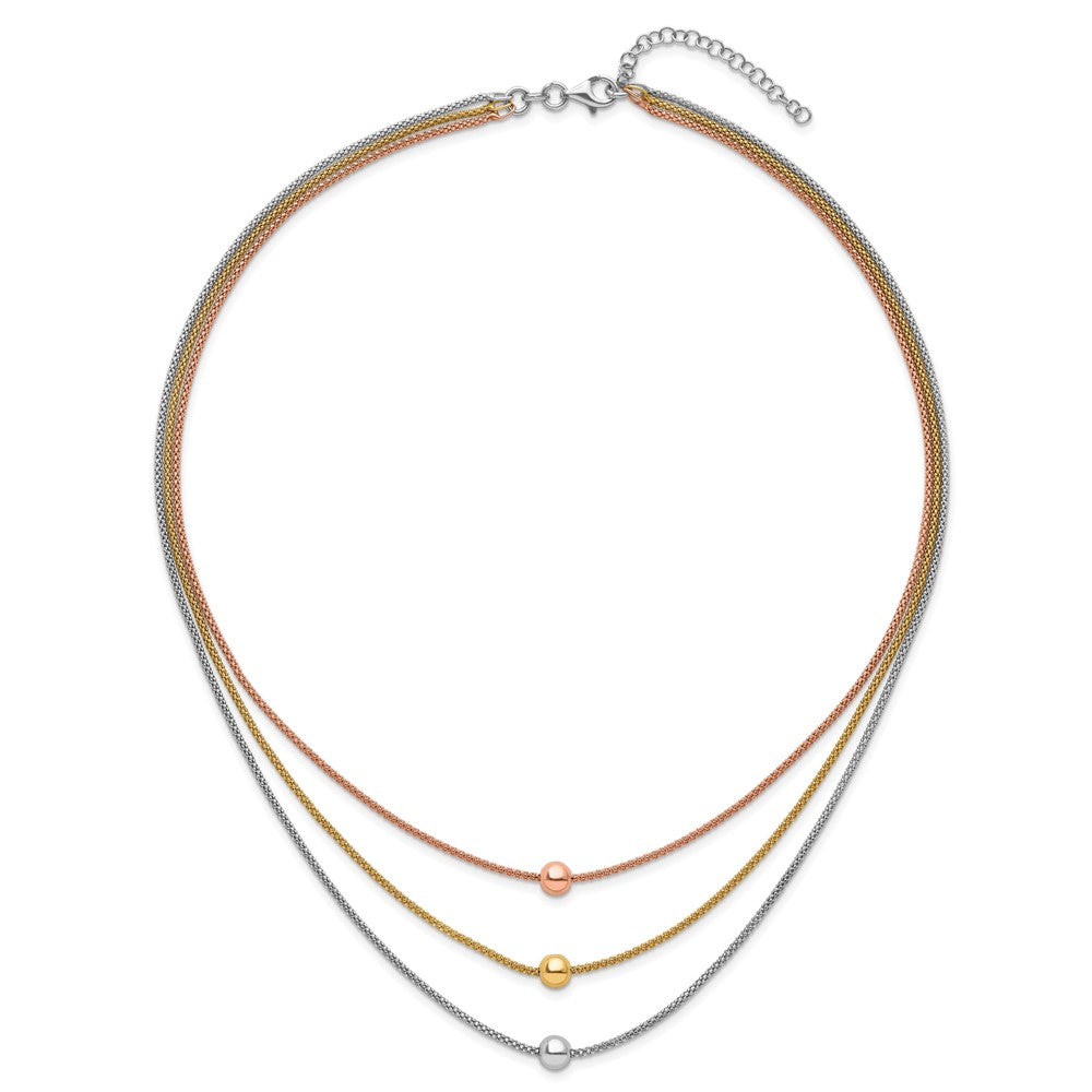 Sterling Silver Rose & Yellow Gold Plated W/ 2In Ext. Necklace