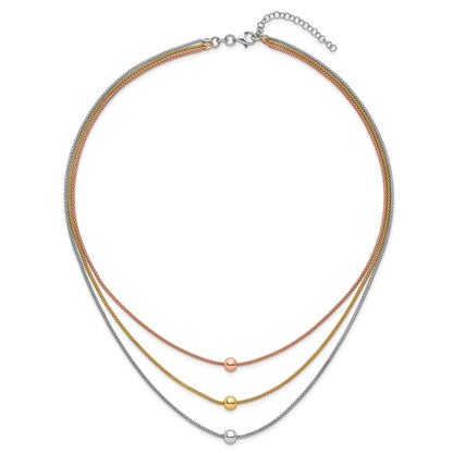 Sterling Silver Rose & Yellow Gold Plated W/ 2In Ext. Necklace