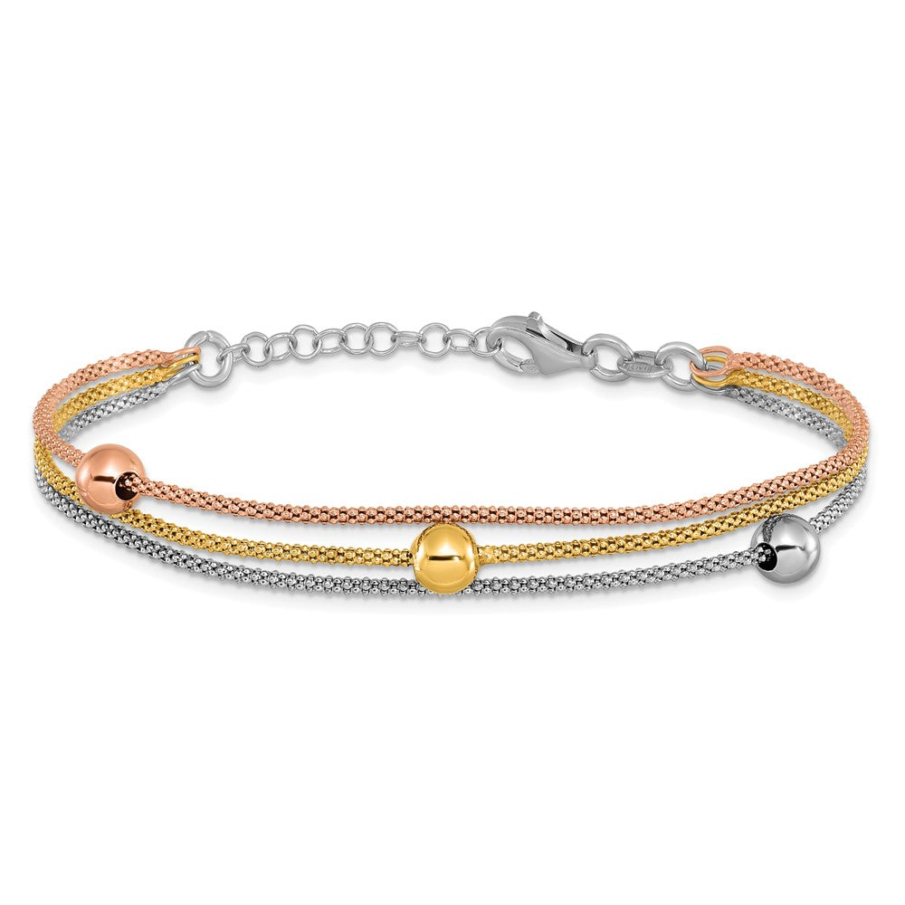 Sterling Silver Rose & Yellow Gold Plated W/ 1In Ext Bracelet