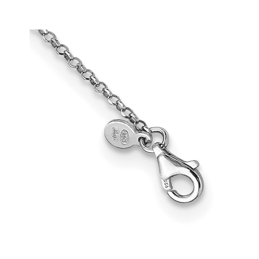 Sterling Silver Rhodium Plated Polished Hammered Bead Necklace