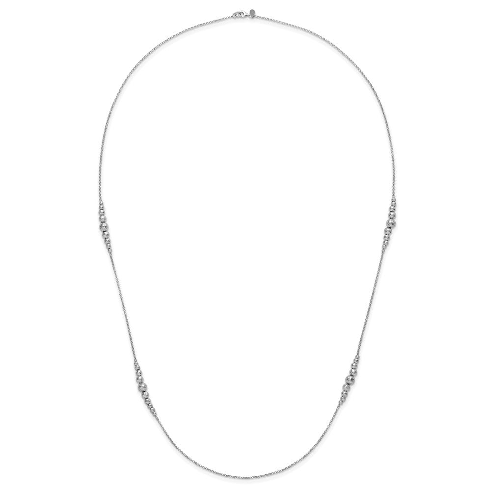 Sterling Silver Rhodium Plated Polished Hammered Bead Necklace