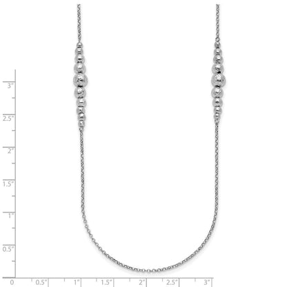 Sterling Silver Rhodium Plated Polished Hammered Bead Necklace