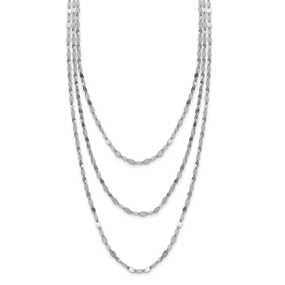 Sterling Silver Rhodium Plated Polished Multi Strand Necklace