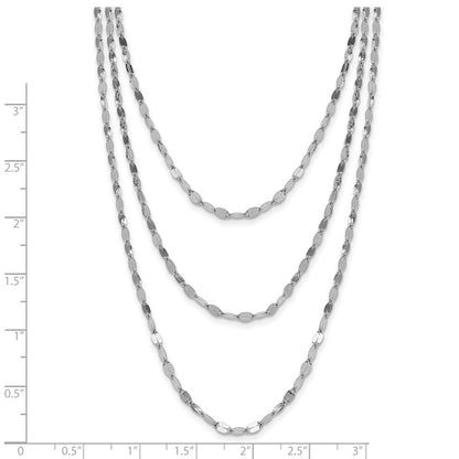 Sterling Silver Rhodium Plated Polished Multi Strand Necklace