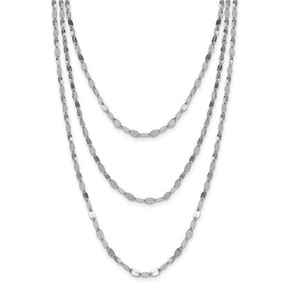 Sterling Silver Rhodium Plated Polished Multi Strand Necklace