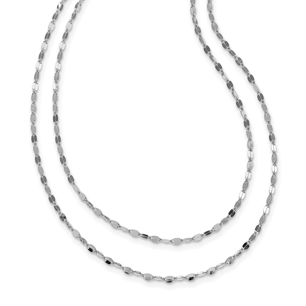Sterling Silver Rhodium Plated Polished Double Strand Necklace