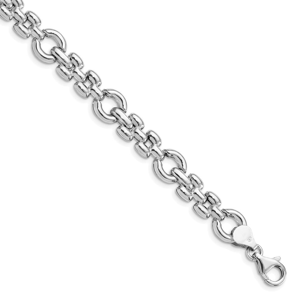 Sterling Silver Rhodium Plated Polished Link Bracelet