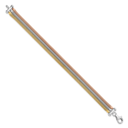 Sterling Silver Rose And Yellow Gold Plated W/ Rhodium Pl Bracelet