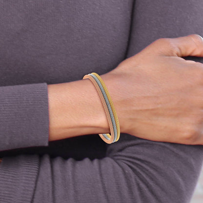 Sterling Silver Rose And Yellow Gold Plated W/ Rhodium Pl Bracelet