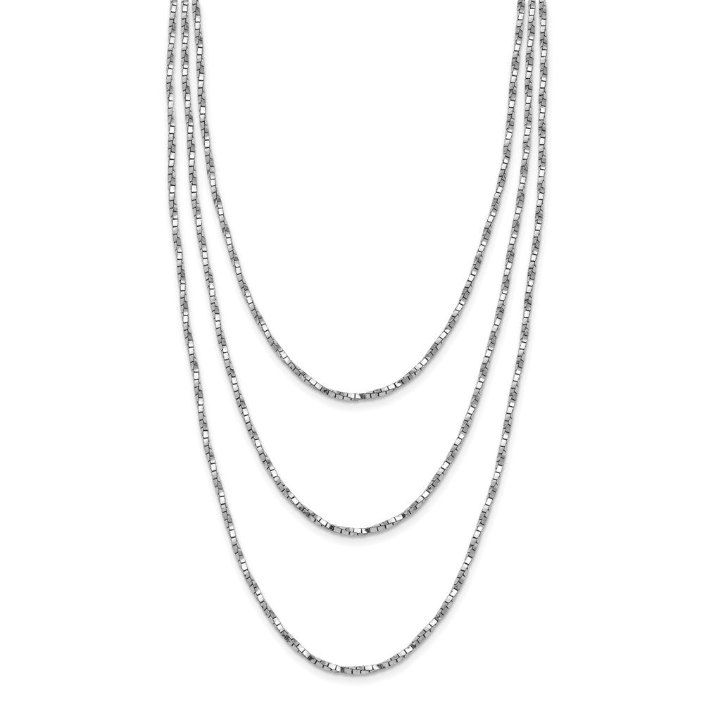 Sterling Silver Rh Pl Multi Layer Twisted Box 2 In Ext. Necklace