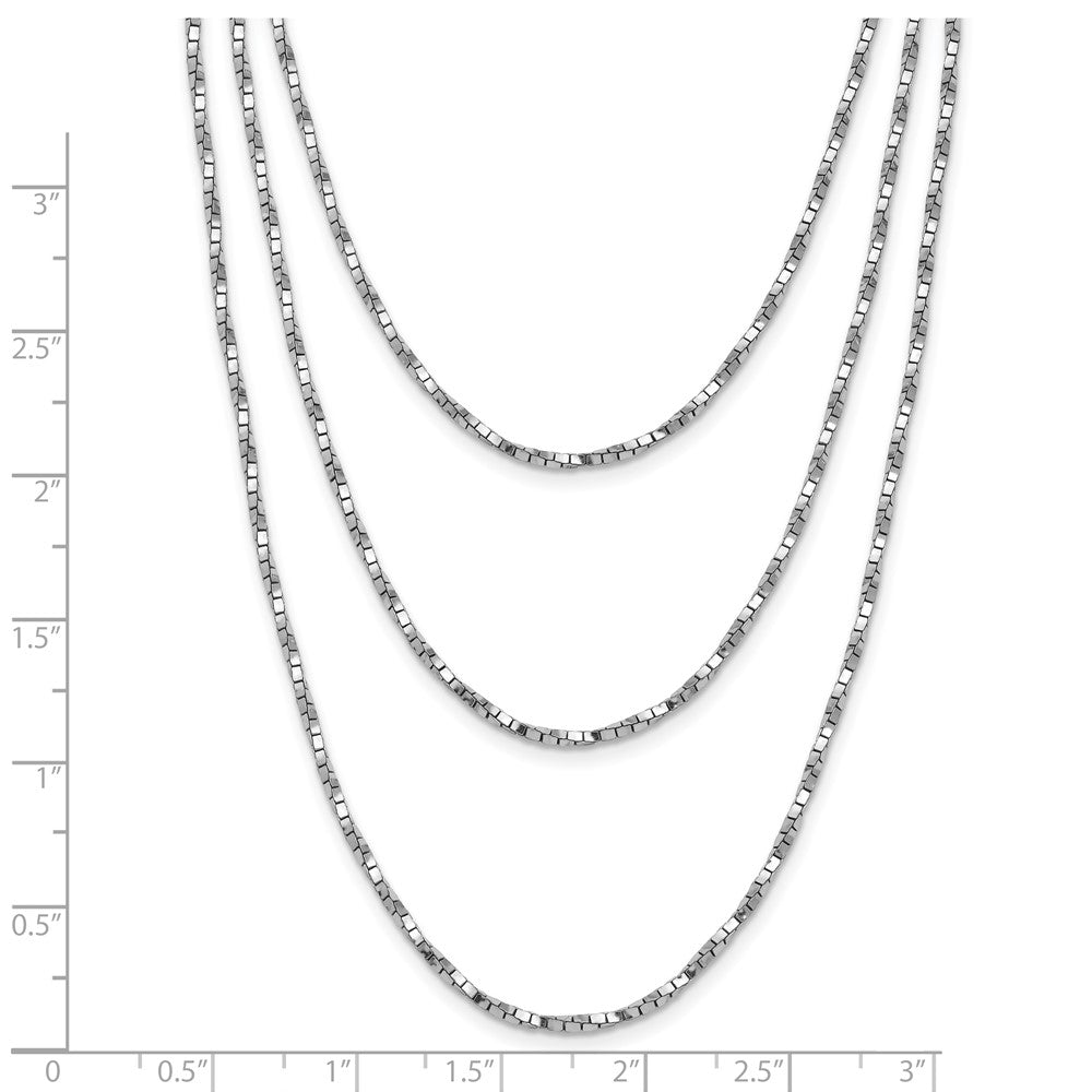 Sterling Silver Rh Pl Multi Layer Twisted Box 2 In Ext. Necklace