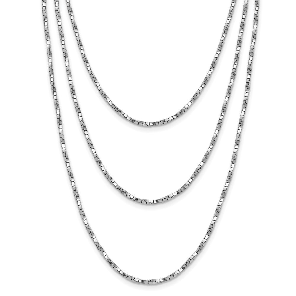Sterling Silver Rh Pl Multi Layer Twisted Box 2 In Ext. Necklace