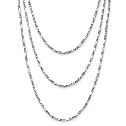 Sterling Silver Rh Pl Multi Layer Twisted Box 2 In Ext. Necklace