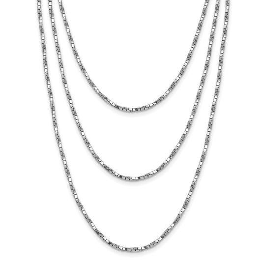 Sterling Silver Rh Pl Multi Layer Twisted Box 2 In Ext. Necklace