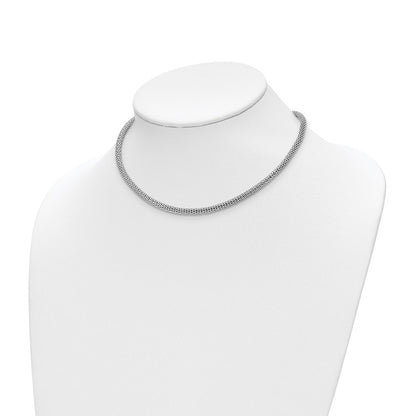 Sterling Silver Rhodium Plated W/ 2In Ext Choker Necklace