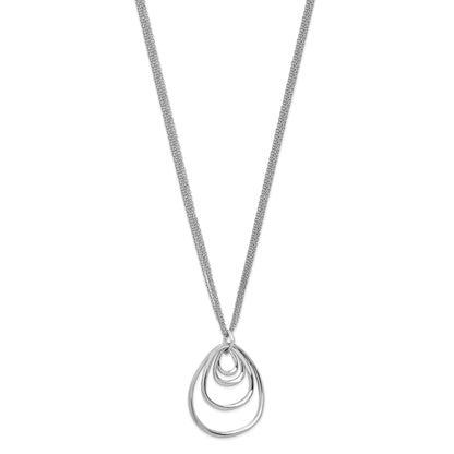 Sterling Silver Rhodium Plated Multi Strand W/ 2In Necklace