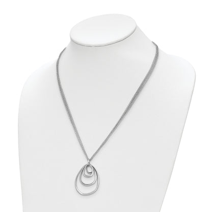 Sterling Silver Rhodium Plated Multi Strand W/ 2In Necklace