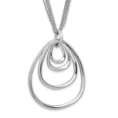 Sterling Silver Rhodium Plated Multi Strand W/ 2In Necklace