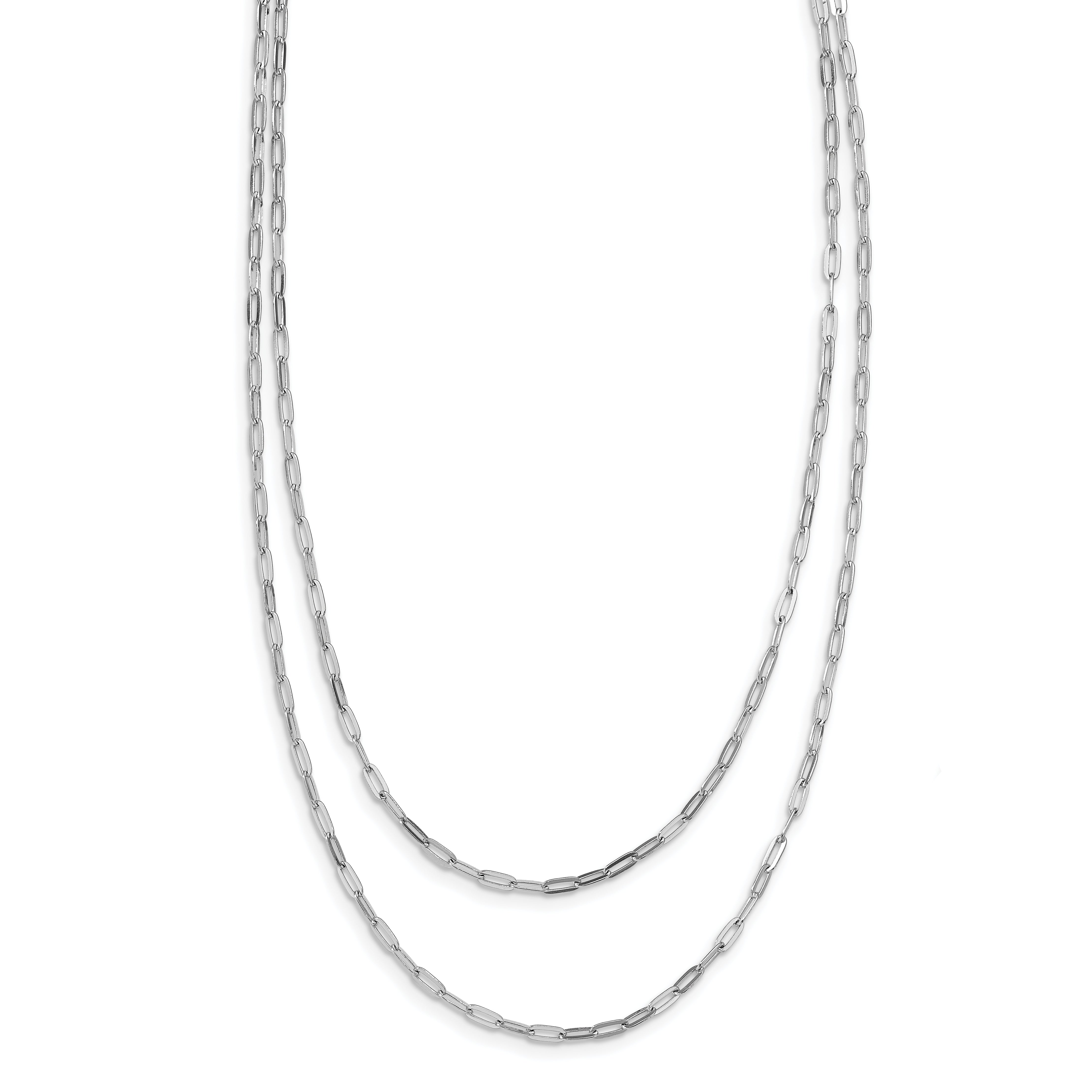 Sterling Silver Rhodium Plated Multi Strand W/ 2In Ext. Necklace