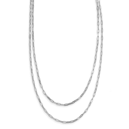 Sterling Silver Rhodium Plated Multi Strand W/ 2In Ext. Necklace