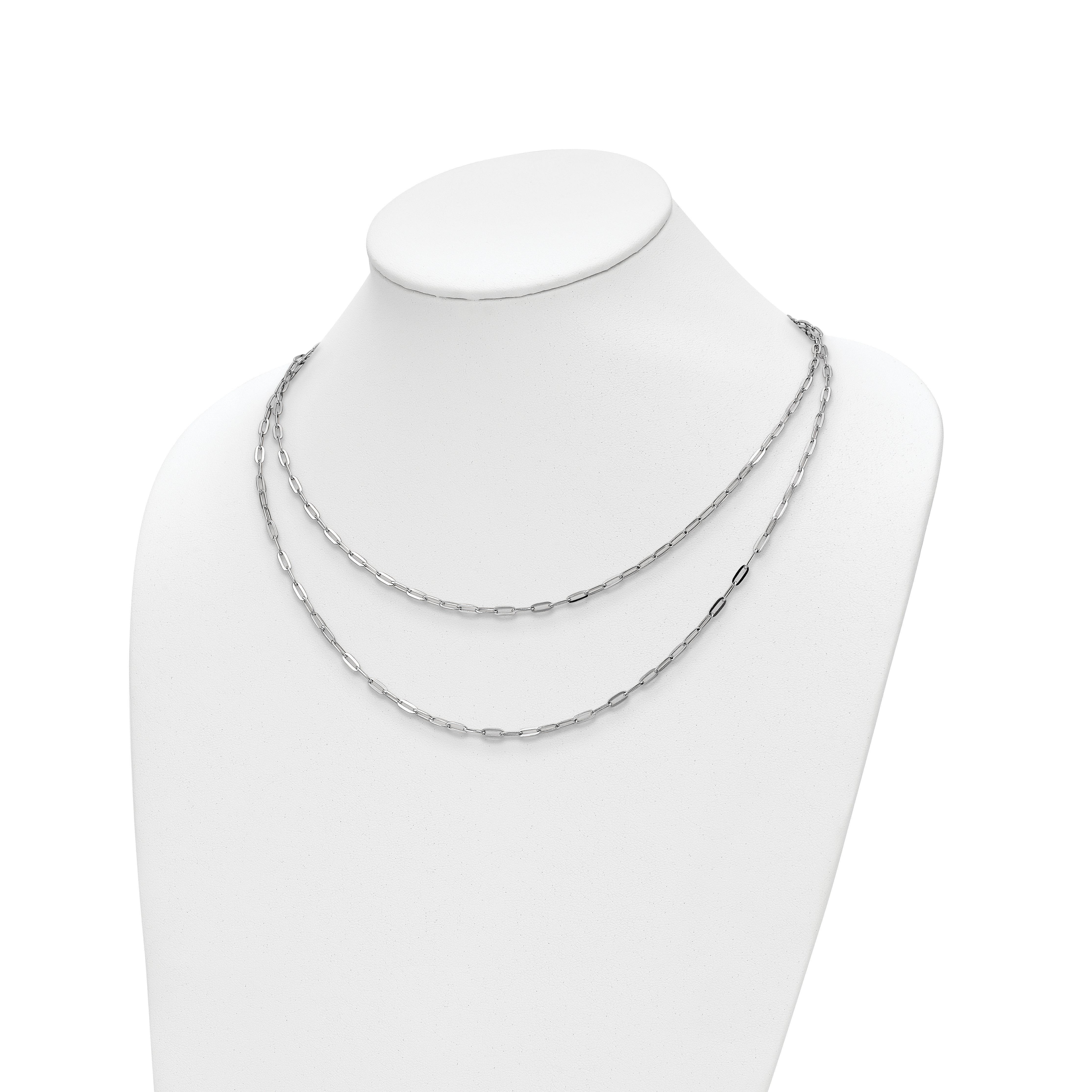 Sterling Silver Rhodium Plated Multi Strand W/ 2In Ext. Necklace