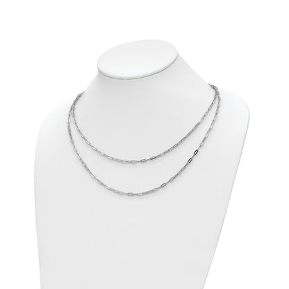 Sterling Silver Rhodium Plated Multi Strand W/ 2In Ext. Necklace