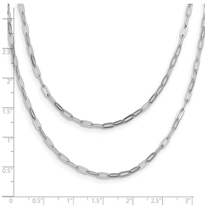Sterling Silver Rhodium Plated Multi Strand W/ 2In Ext. Necklace