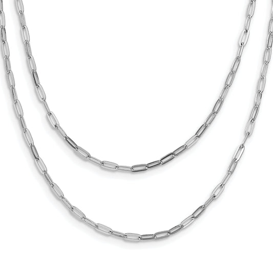 Sterling Silver Rhodium Plated Multi Strand W/ 2In Ext. Necklace