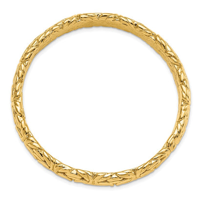 Sterling Silver Gold Tone Textured Hollow Bangle