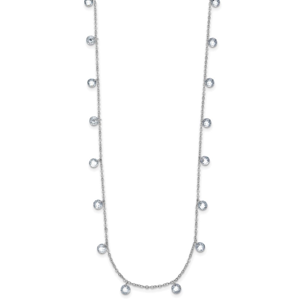 Sterling Silver Rhodium Plated Cz 1In Ext. Necklace