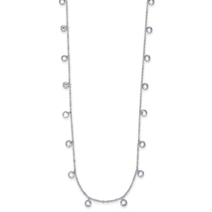 Sterling Silver Rhodium Plated Cz 1In Ext. Necklace