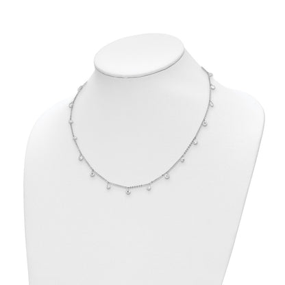 Sterling Silver Rhodium Plated Cz 1In Ext. Necklace