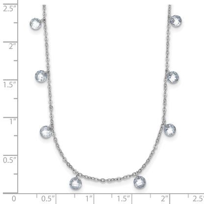 Sterling Silver Rhodium Plated Cz 1In Ext. Necklace
