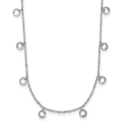 Sterling Silver Rhodium Plated Cz 1In Ext. Necklace
