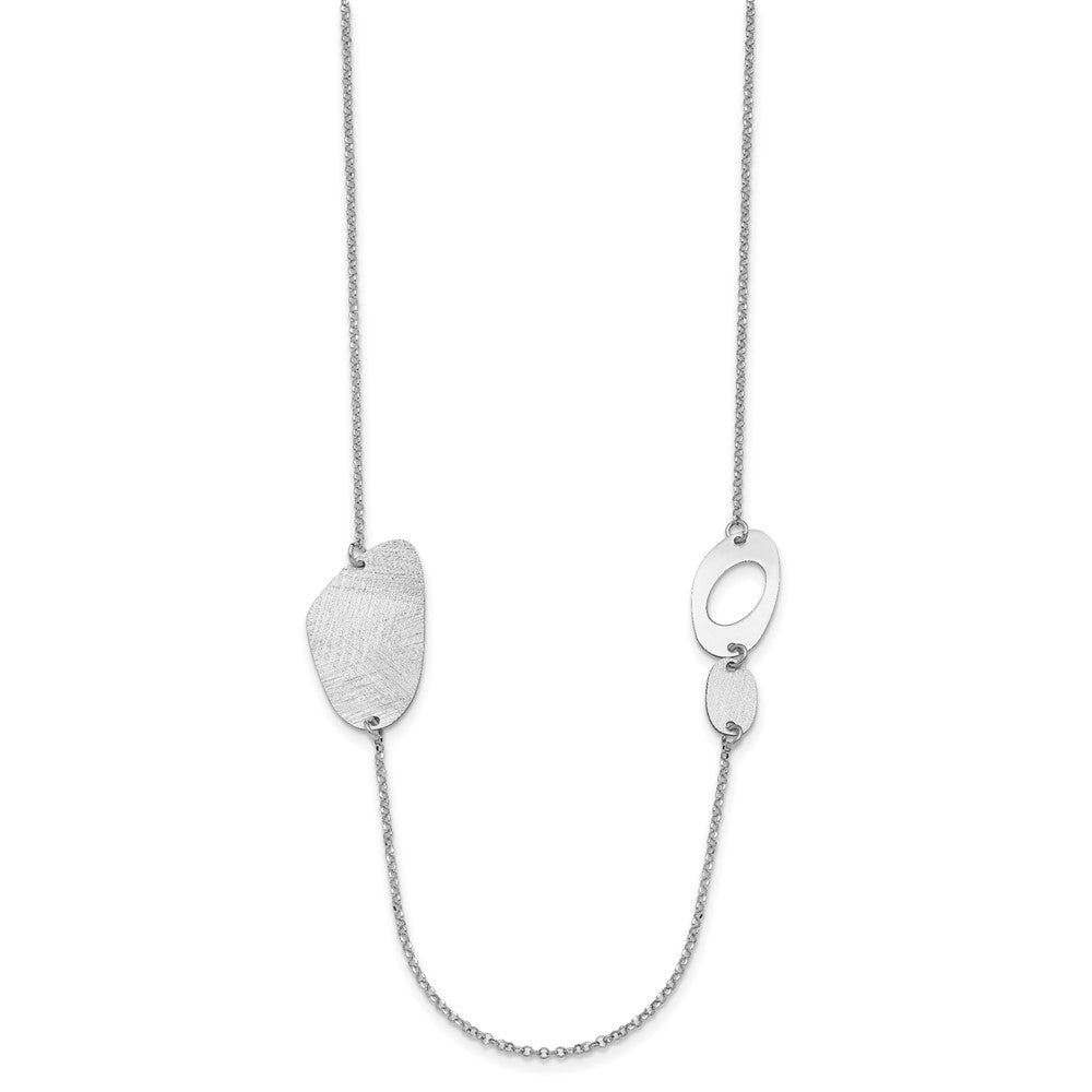 Sterling Silver Radiant Essence Rhodium Plated Brushed Necklace