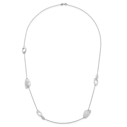 Sterling Silver Radiant Essence Rhodium Plated Brushed Necklace