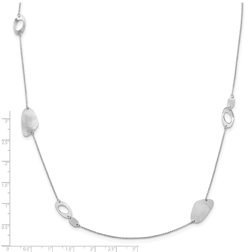 Sterling Silver Radiant Essence Rhodium Plated Brushed Necklace
