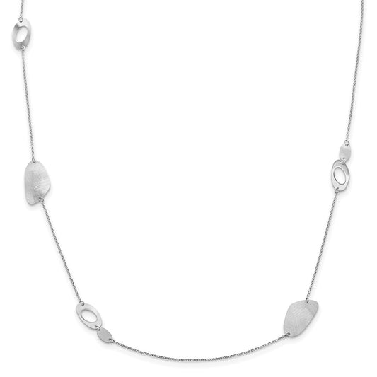 Sterling Silver Radiant Essence Rhodium Plated Brushed Necklace