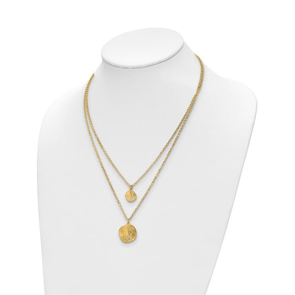 Gold Plated Radiant Essence Ss Pl Cz Brushed 2 Strand W/ 1.75 Ext. Necklace