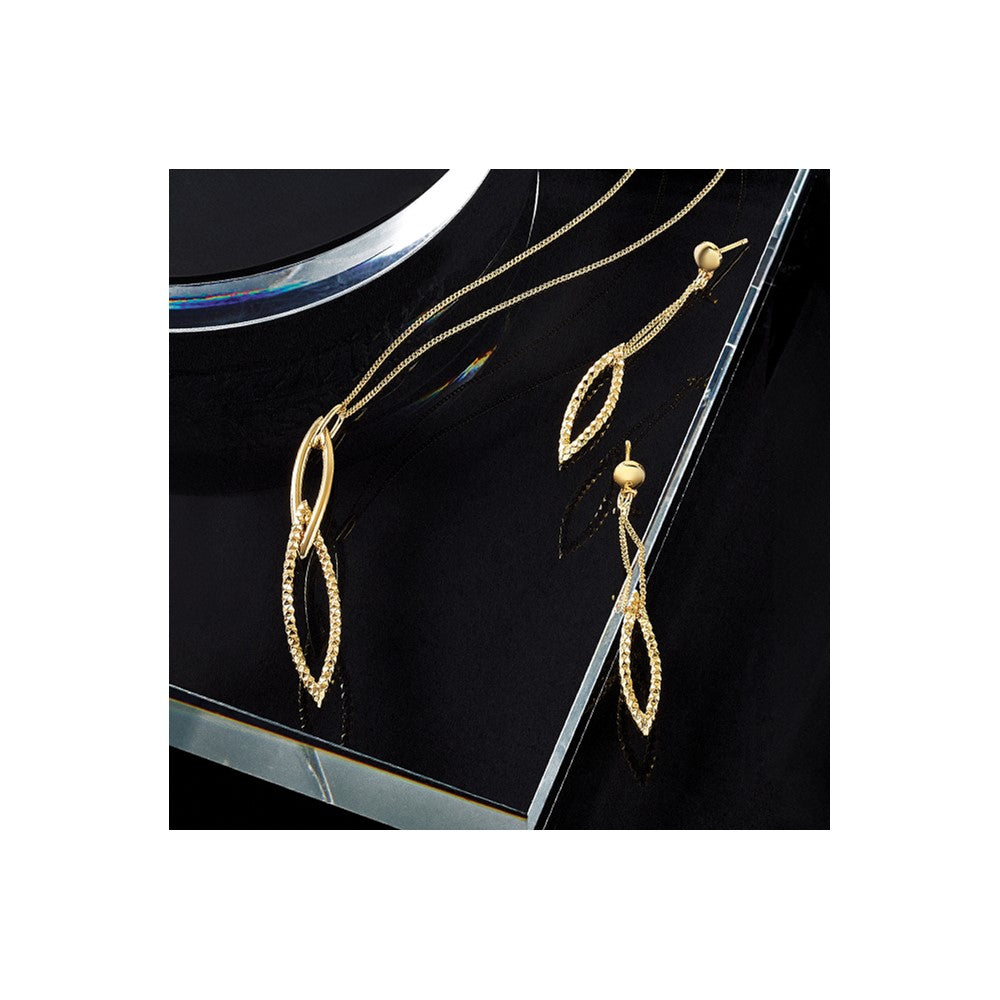 Gold Plated Sterling Silver Dia Cut With 1.5In Ext. Necklace