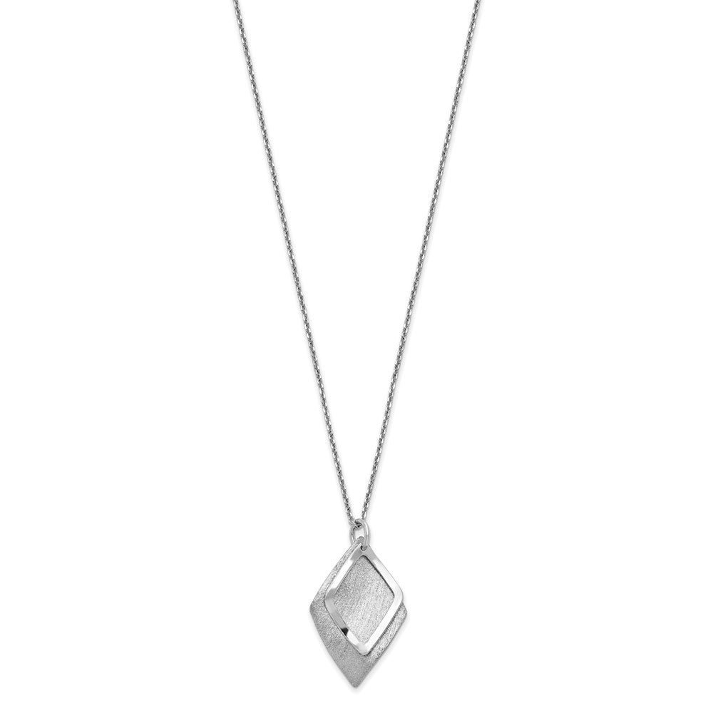 Sterling Silver Radiant Essence Ss Rhodium Plated Brushed W/ 1.5In Ext. Necklace