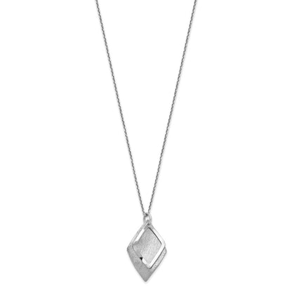 Sterling Silver Radiant Essence Ss Rhodium Plated Brushed W/ 1.5In Ext. Necklace