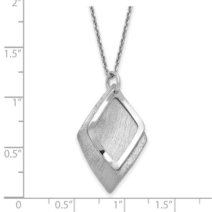Sterling Silver Radiant Essence Ss Rhodium Plated Brushed W/ 1.5In Ext. Necklace