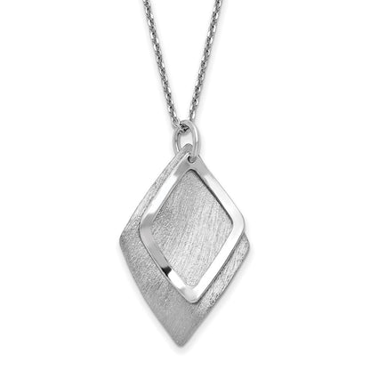 Sterling Silver Radiant Essence Ss Rhodium Plated Brushed W/ 1.5In Ext. Necklace