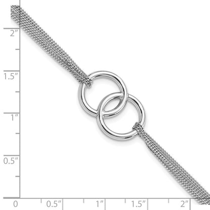 Sterling Silver Rh Plated Polished Multi Strand 1In Ext Bracelet